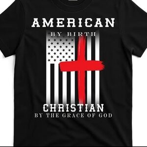 Black T-Shirt with American Christian Design